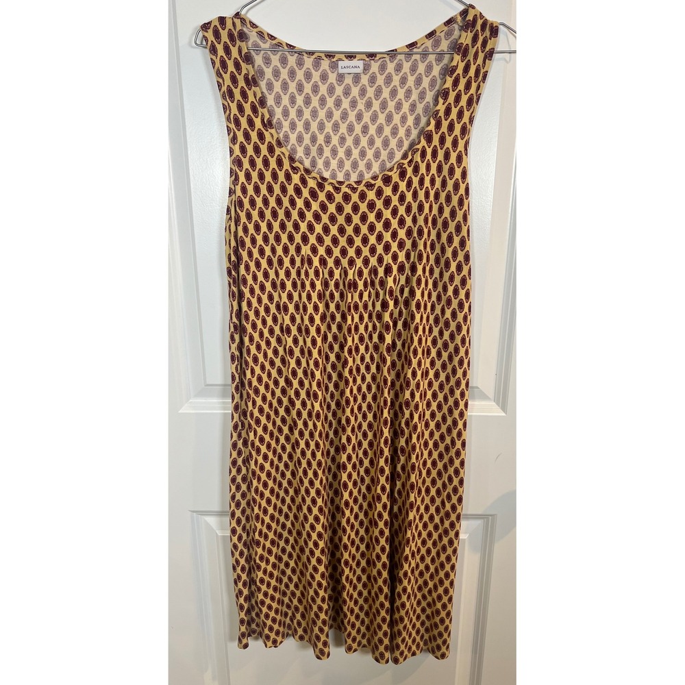 Lascana Womens Sleeveless Dress Geometric Medallion Print Yellow Size Small